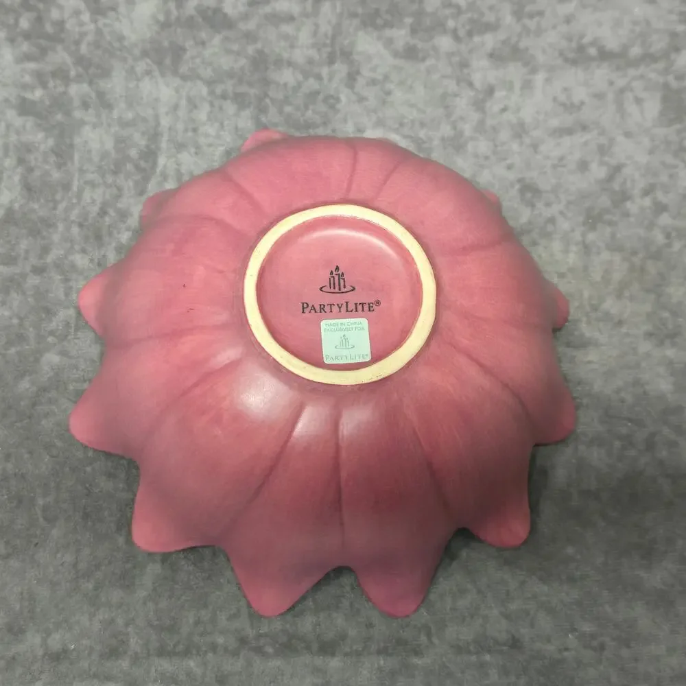 PartyLite Pink Asian Persuasion Lotus Flower Decorative Multi Use Bowl Floral - Picture 6 of 13